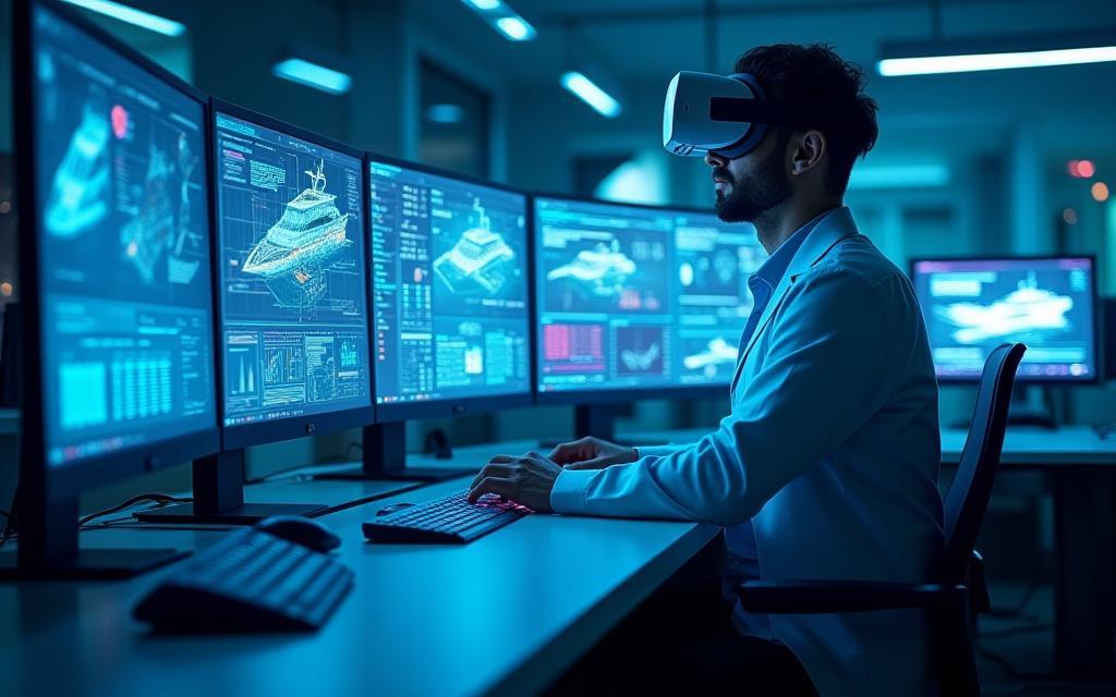 Engineers analysing data in tech lab